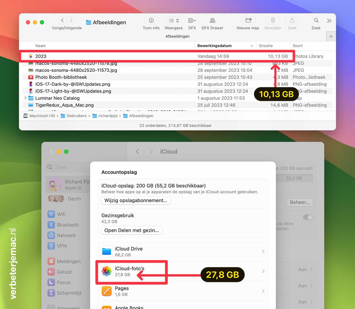 foto-opslag-finder-vs-iCloud Opslag controle iCloud