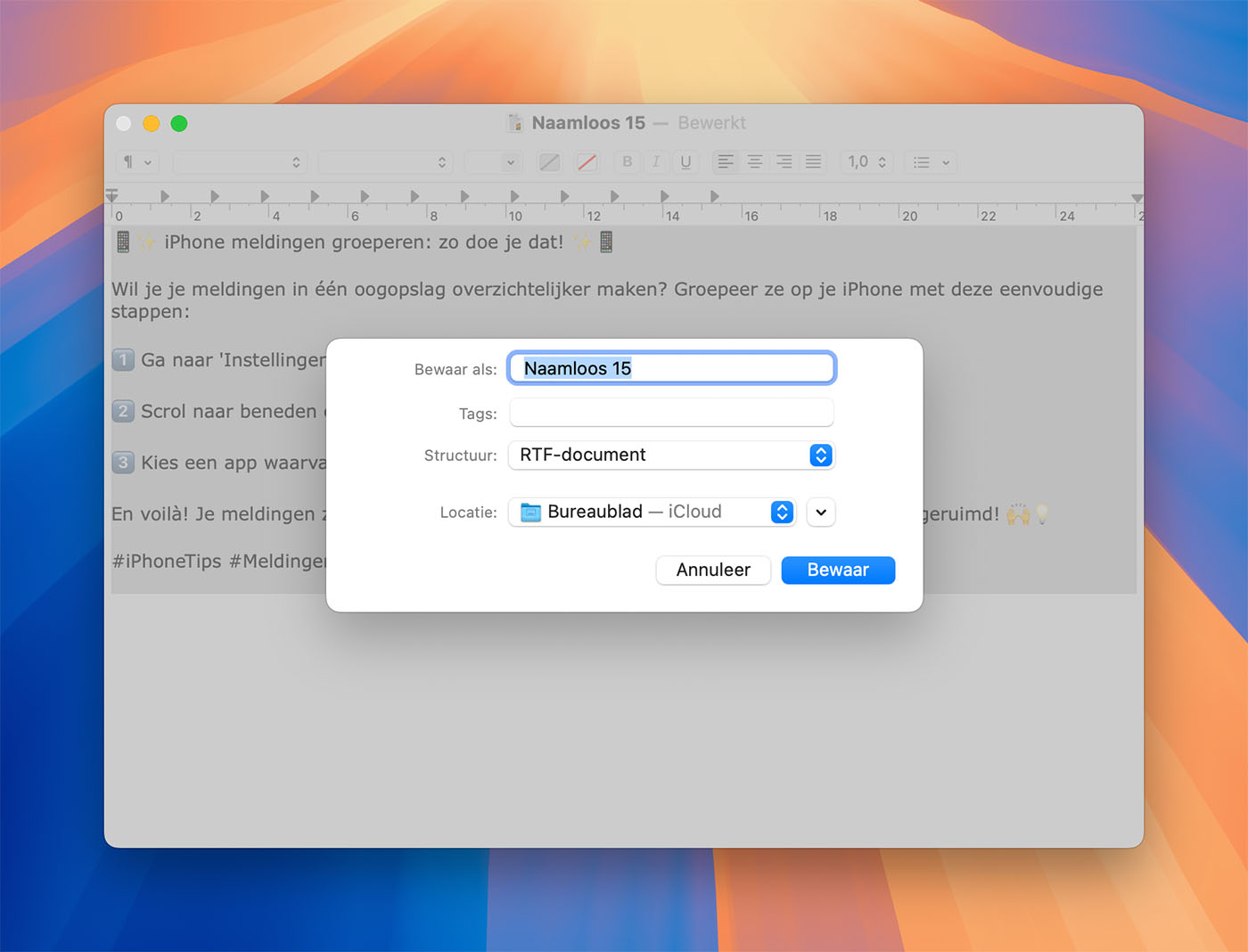 Mac-bewaarvenster bewaarvenster op de Mac