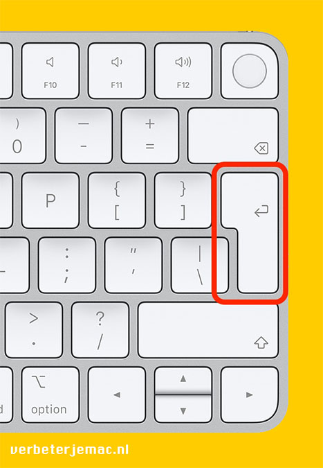 toetsenbord-entertoets Sneltoets bij Mac dialoogvensters