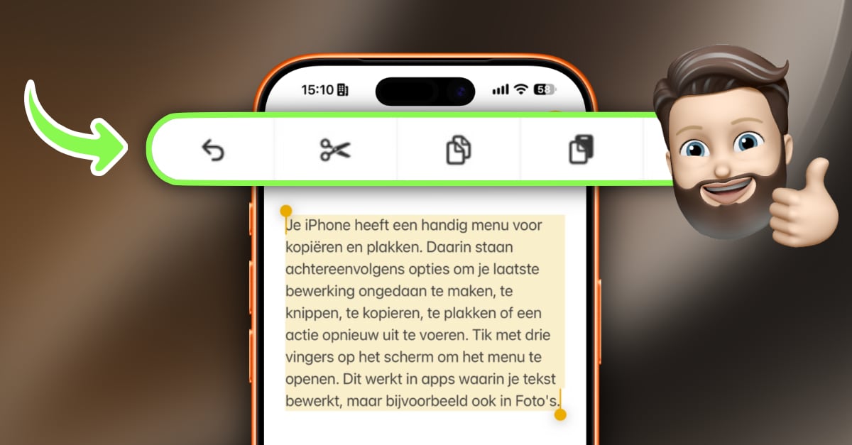 Snelmenu voor kopiëren op de iPhone