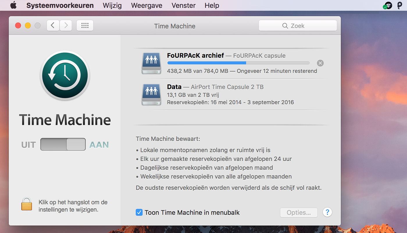macOS Sierra voorbereiden - zorg voor een back-up met Time Machine