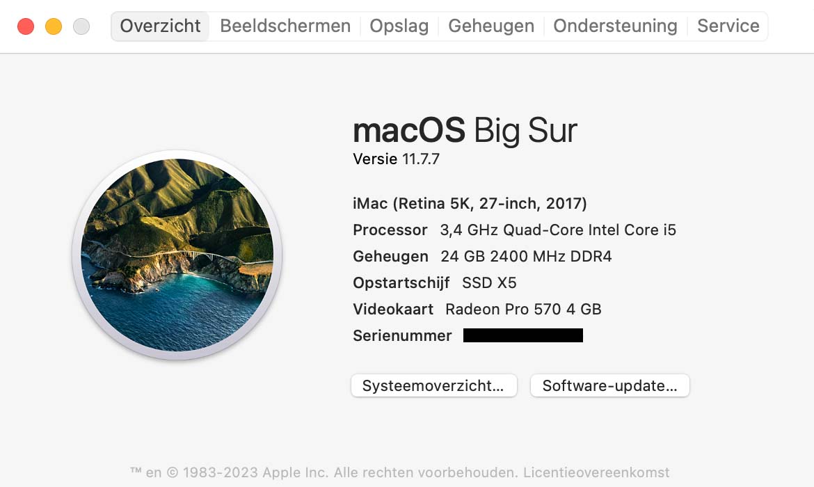macOS Big Sur versie 11.7.7