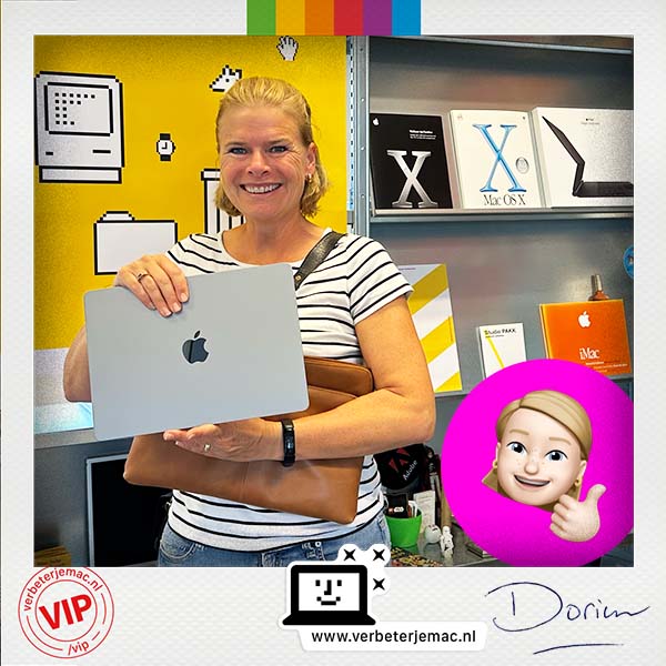 Dorien Haselen met haar MacBook Pro