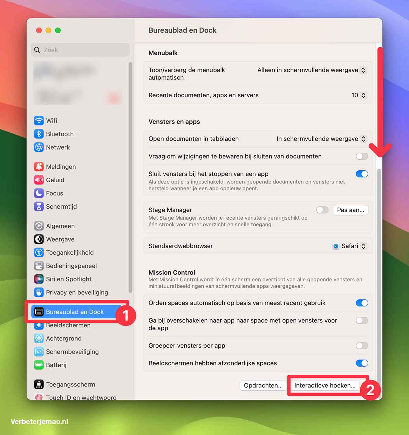 macOS Interactieve hoeken