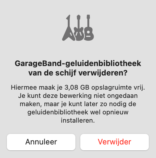 GarageBand wissen van je Mac
