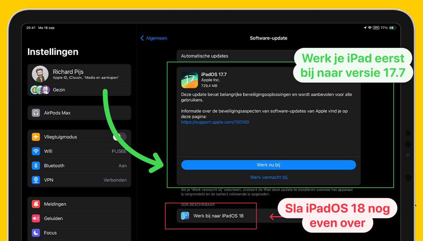 iPadOS bijwerken