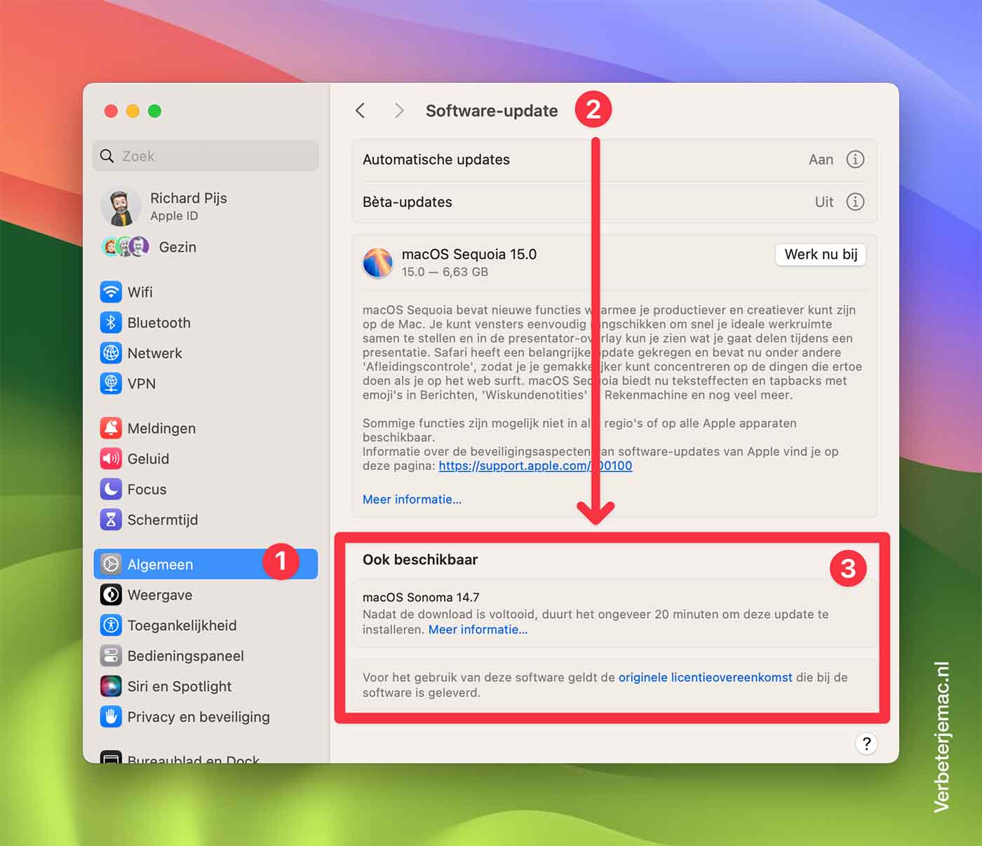 werk je Mac bij naar het subversienummer van macOS Sonoma 14.7