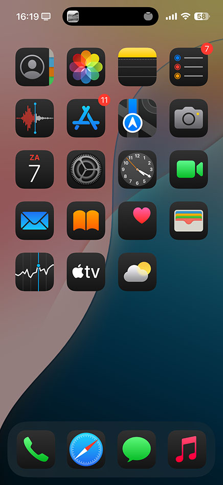 iOS 18 donkere symbolen