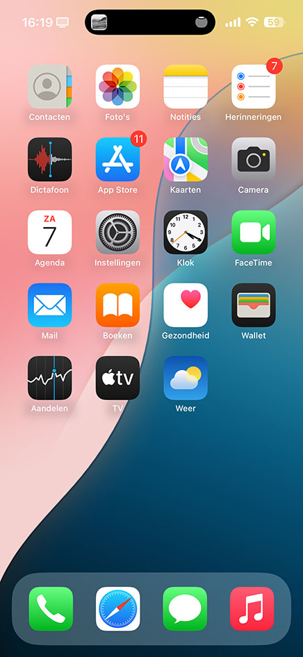 iOS 18 beginscherm