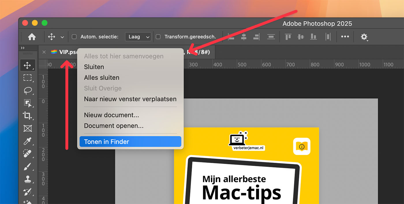 titelbalk in Photoshop
