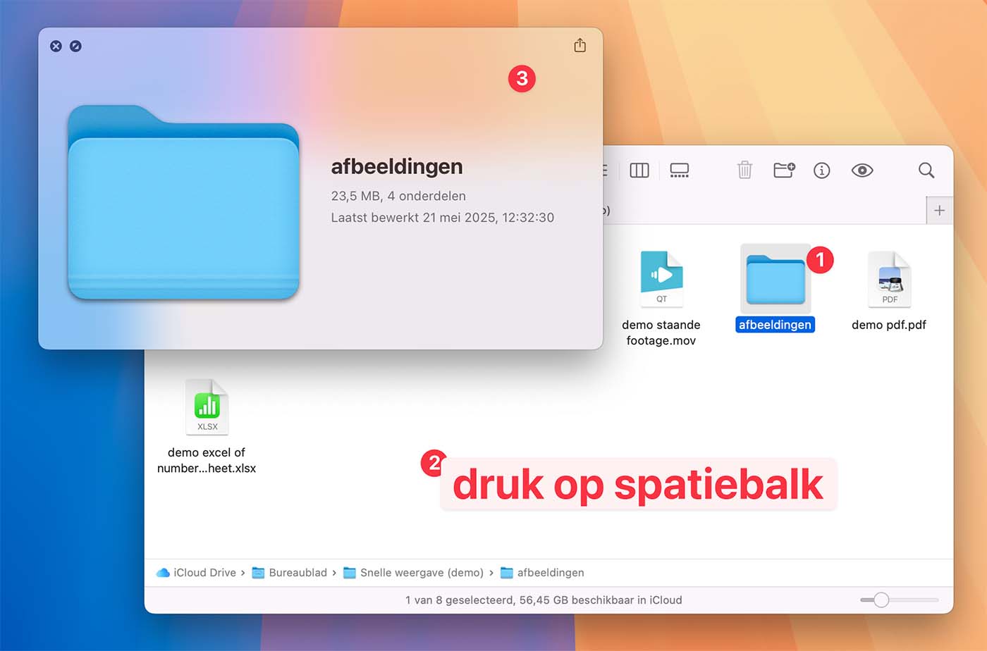 Snelle weergave op een map op je Mac