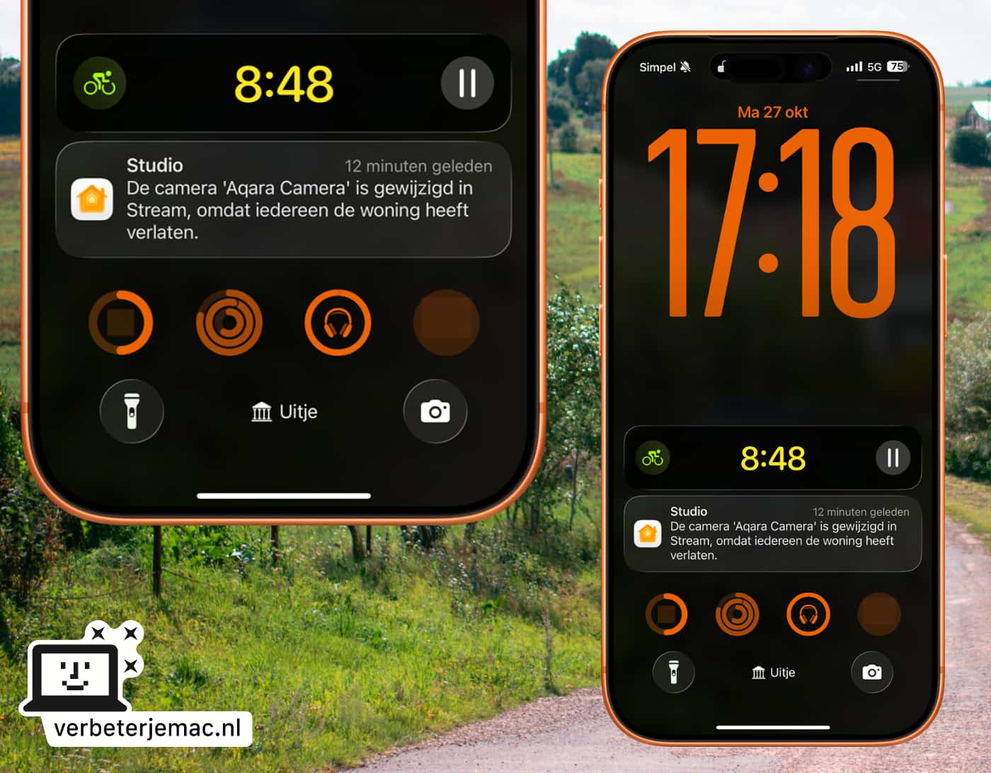 De Woning-app geeft een notificatie als de camera-status automatisch is gewijzigd
