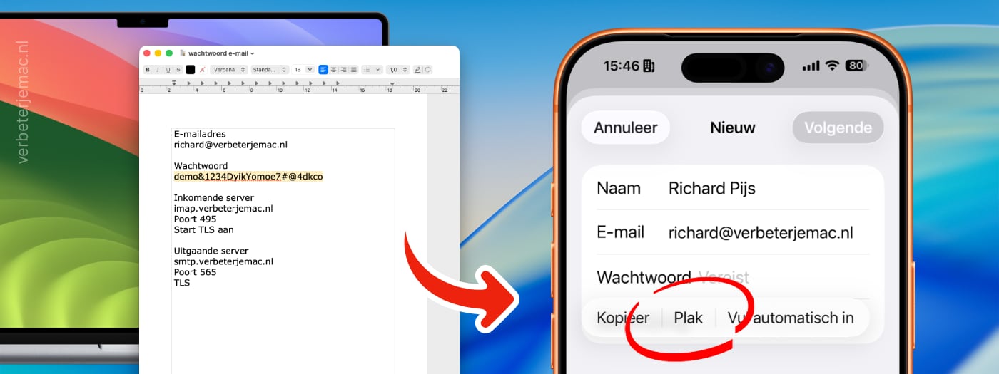knippen en plakken tussen Mac en iPhone