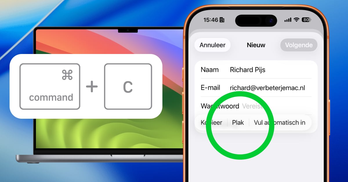 knippen en plakken tussen Mac en iPhone
