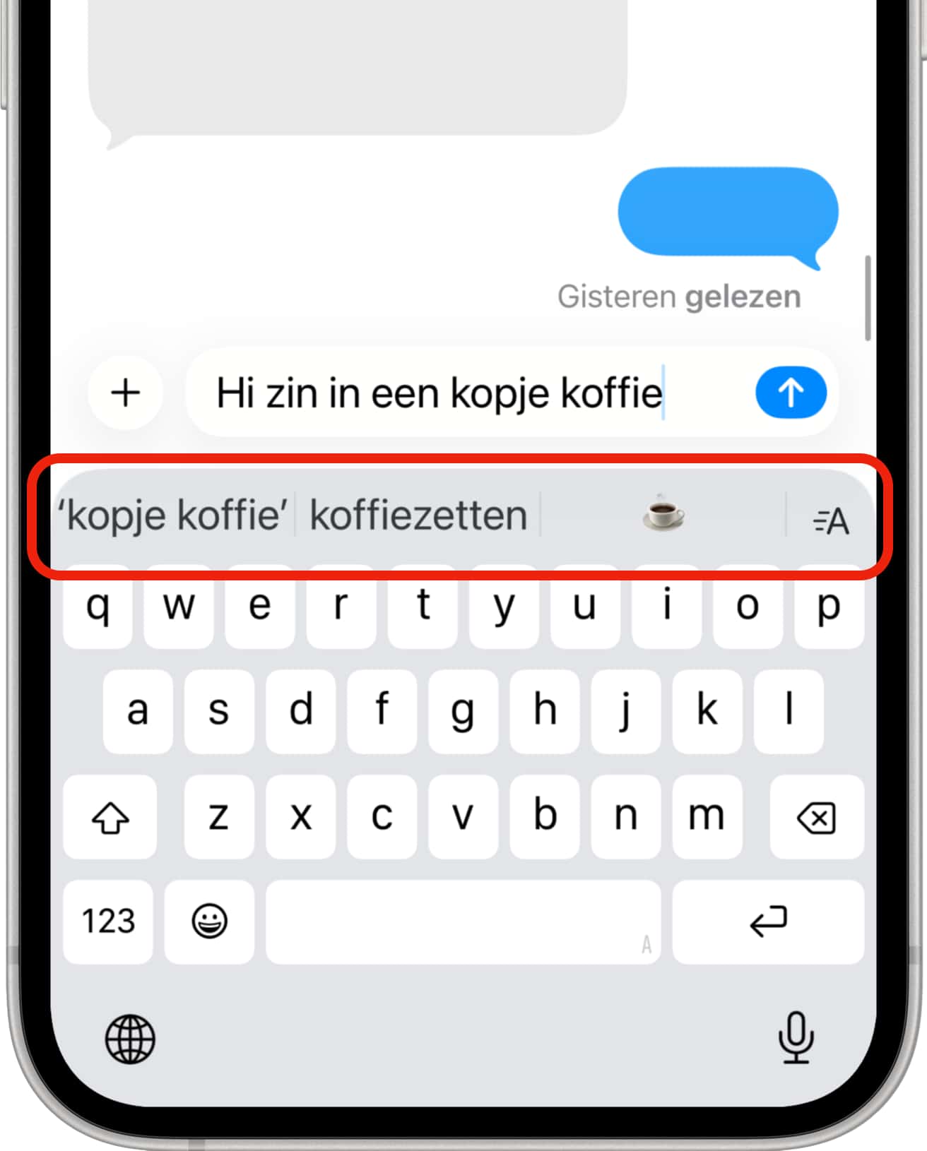 Tekstbalk bij het typen van tekst